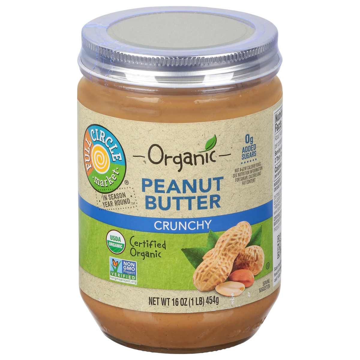 slide 1 of 9, Full Circle Market Organic Crunchy Peanut Butter 16 oz, 16 oz