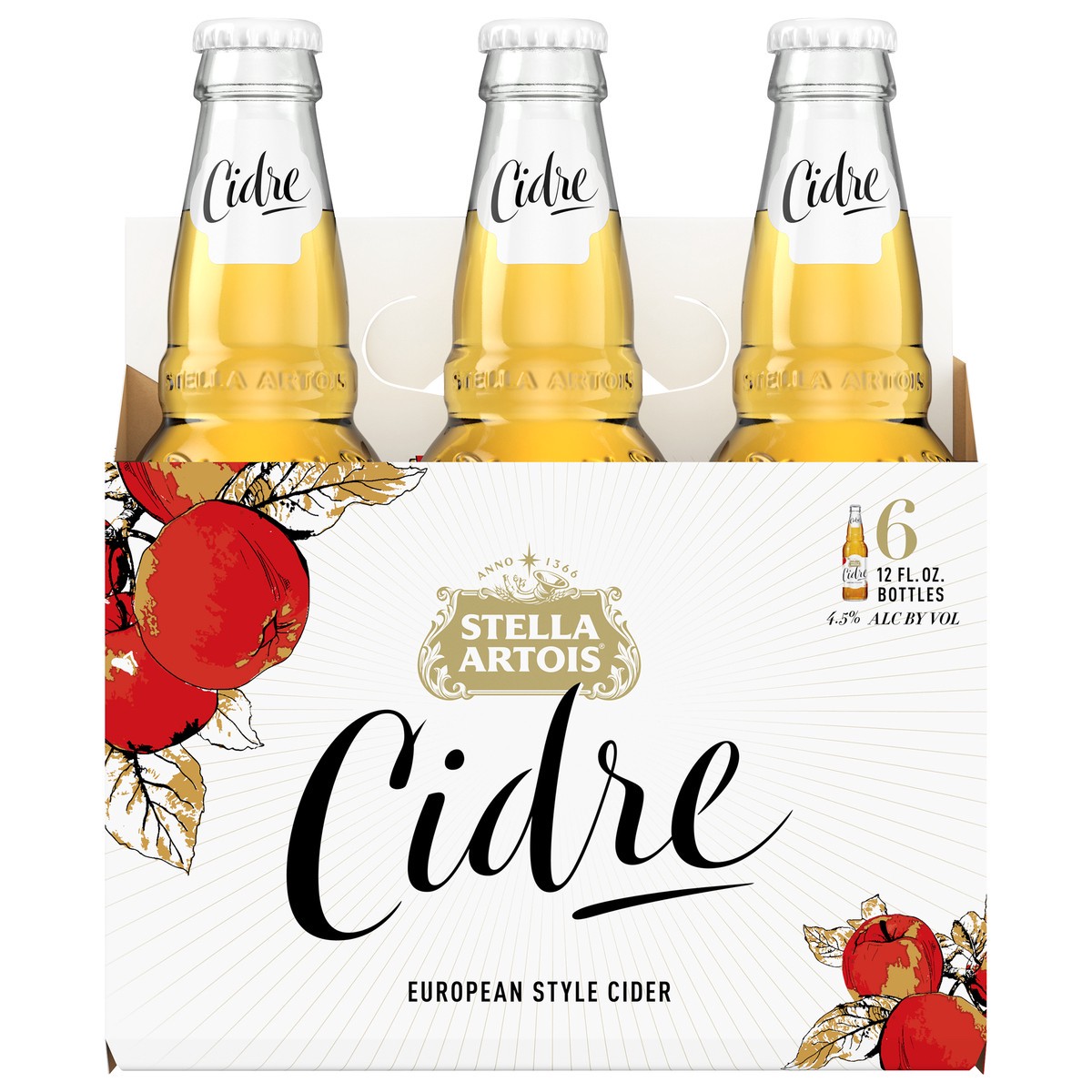 slide 1 of 7, Stella Artois Cidre, European Style Hard Cider, 6 Pack, 12 FL OZ Bottles, 4.5% ABV, 6 ct