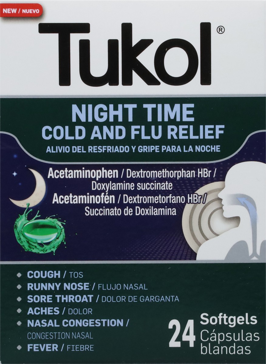 slide 6 of 9, Tukol Soft Gels Night 24 Count, 24 ct