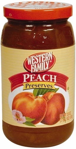 slide 1 of 1, Western Family Peach Preserves, 18 oz