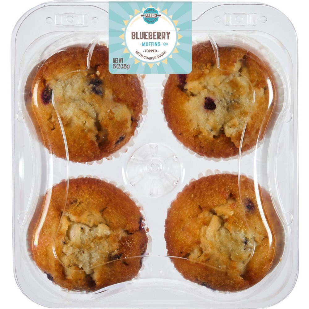 slide 1 of 1, Bakery Fresh Goodness Blueberry Muffins, 4 ct; 15 oz