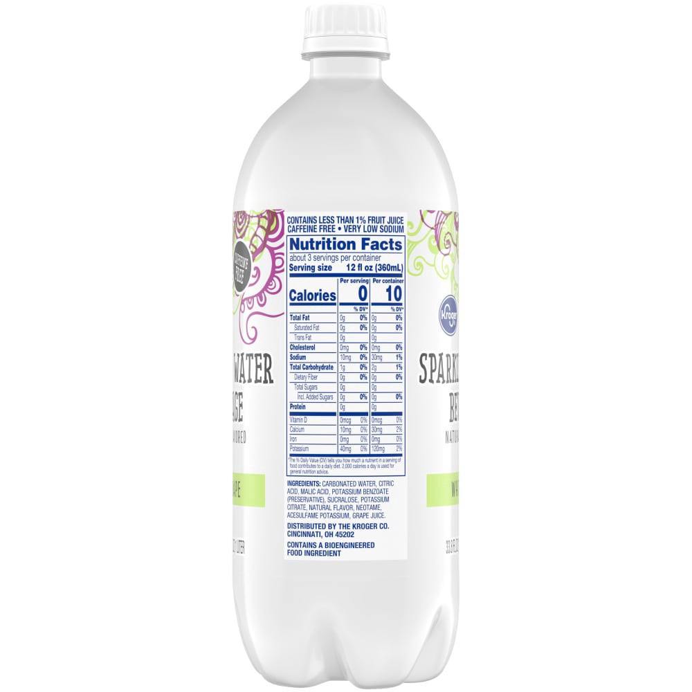 slide 2 of 4, Kroger White Grape Sparkling Water - 1 liter, 1 liter