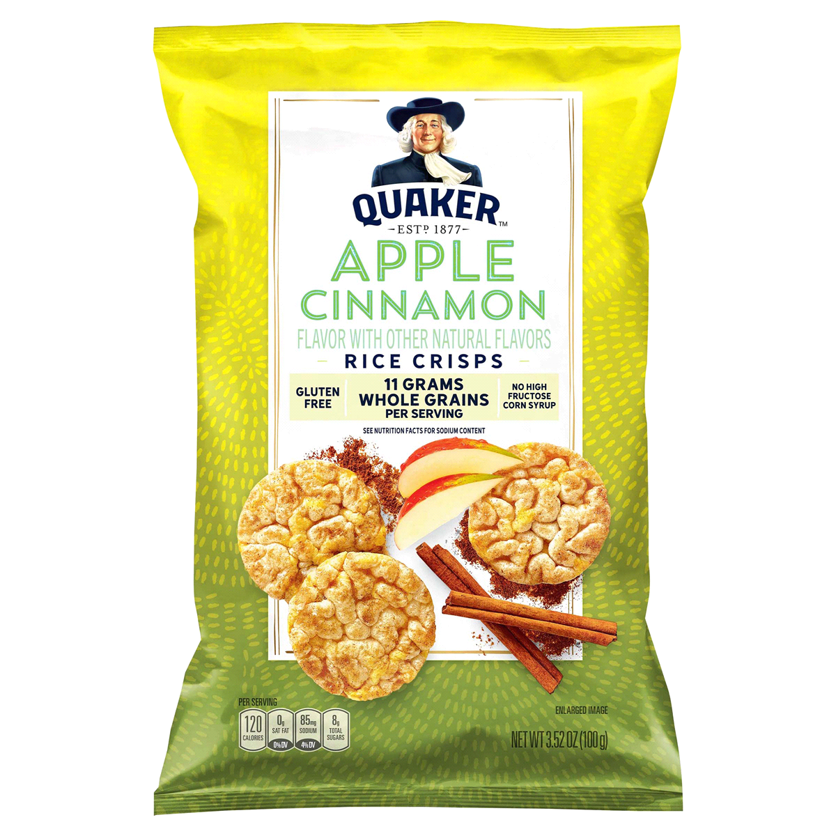 slide 1 of 4, Quaker Popped Apple Cinnamon Rice Crisps Snacks, 3.52 oz