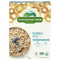 Cascadian Farm Organic Purely O's Cereal, Made with Oats and Barley, Vegan, 8.6 oz