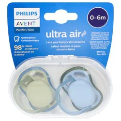 Philips Ultra Air Orthodontic Pacifier - 0-6m, 2 ea