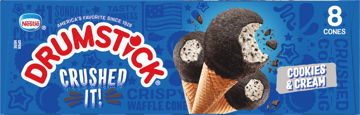 slide 14 of 14, Drumstick Crushed It Cookies and Cream Sundae Cones, 8 Count, 8 ct