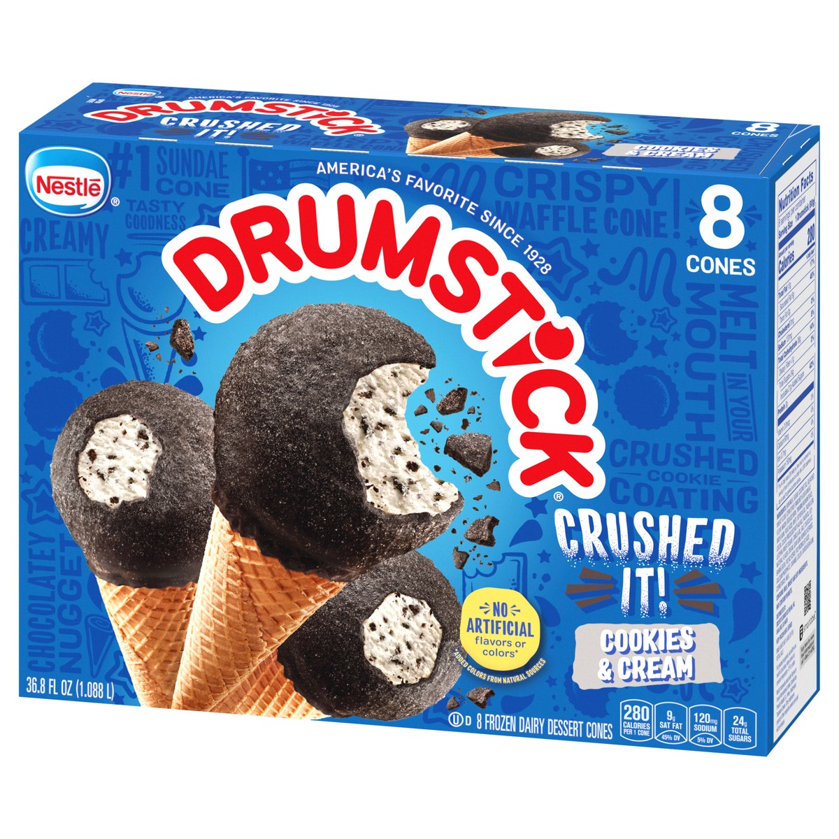 slide 4 of 14, Drumstick Crushed It Cookies and Cream Sundae Cones, 8 Count, 8 ct
