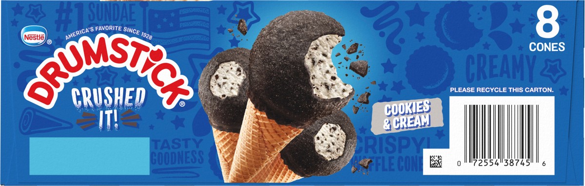 slide 2 of 14, Drumstick Crushed It Cookies and Cream Sundae Cones, 8 Count, 8 ct