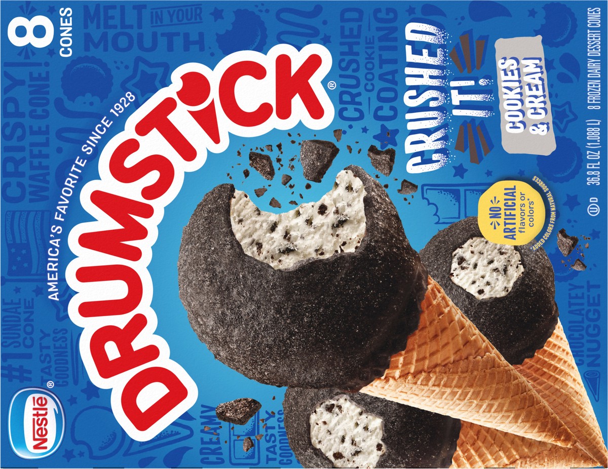 slide 13 of 14, Drumstick Crushed It Cookies and Cream Sundae Cones, 8 Count, 8 ct