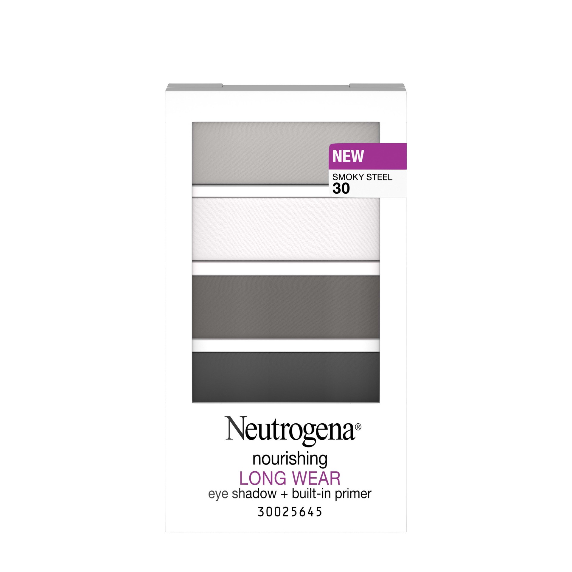 slide 3 of 5, Neutrogena Nourishing Long Wear Eye Shadow + Built-in Primer, 30 Smokey Steel, .24 Oz, 0.24 oz