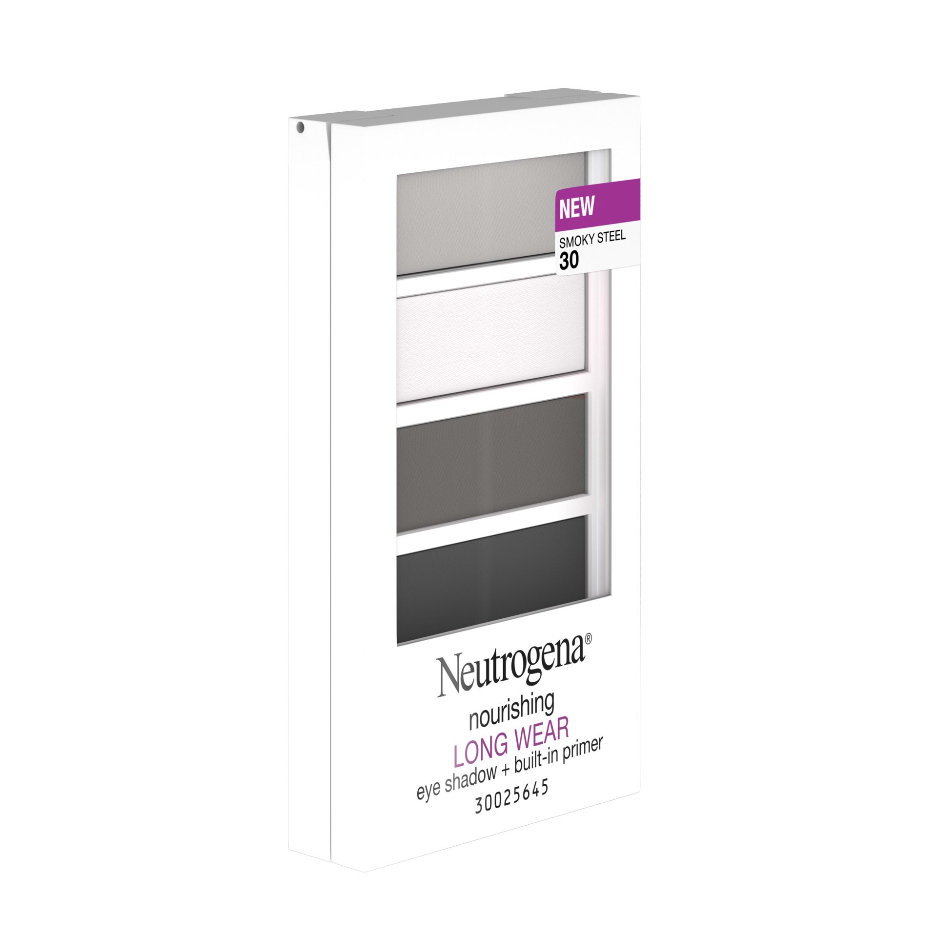 slide 4 of 5, Neutrogena Nourishing Long Wear Eye Shadow + Built-in Primer, 30 Smokey Steel, .24 Oz, 0.24 oz