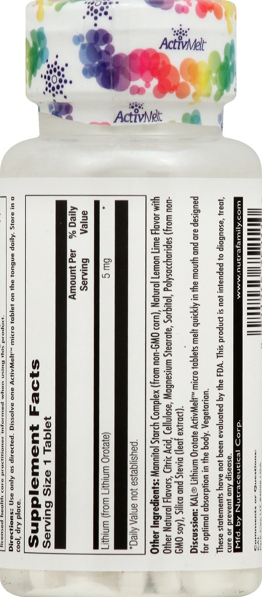 slide 4 of 7, KAL 5 mg Micro Tablets Lemon Lime Lithium Orotate 90 ea, 90 ct