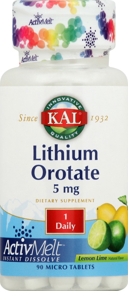 slide 5 of 7, KAL 5 mg Micro Tablets Lemon Lime Lithium Orotate 90 ea, 90 ct