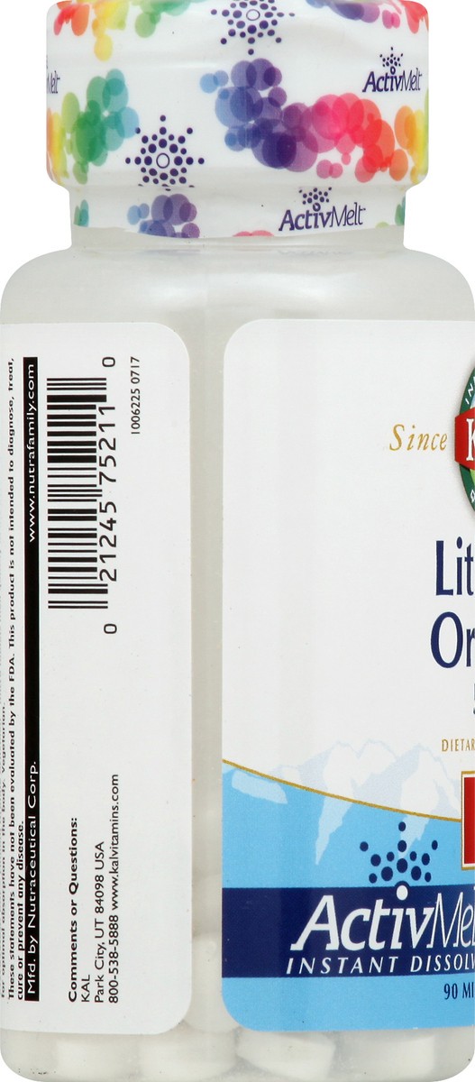 slide 7 of 7, KAL 5 mg Micro Tablets Lemon Lime Lithium Orotate 90 ea, 90 ct