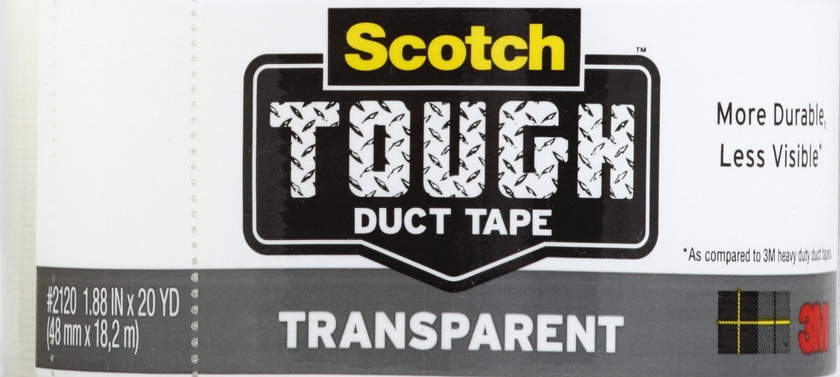 slide 5 of 7, Scotch Tough Transparent Duct Tape 1.88 in X 20 Yd, 20 yd