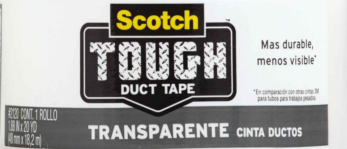 slide 6 of 7, Scotch Tough Transparent Duct Tape 1.88 in X 20 Yd, 20 yd