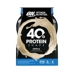 Optimum Nutrition 40g High Protein Shake, Ready To Drink, Vanilla, 4 pk