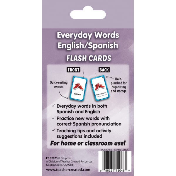 slide 2 of 3, Teacher Created Resources Everyday Words English/Spanish Flash Cards, 5-1/8"" x 3-1/8"", 5th Grade, Pack Of 56 Flash Cards, 56 ct