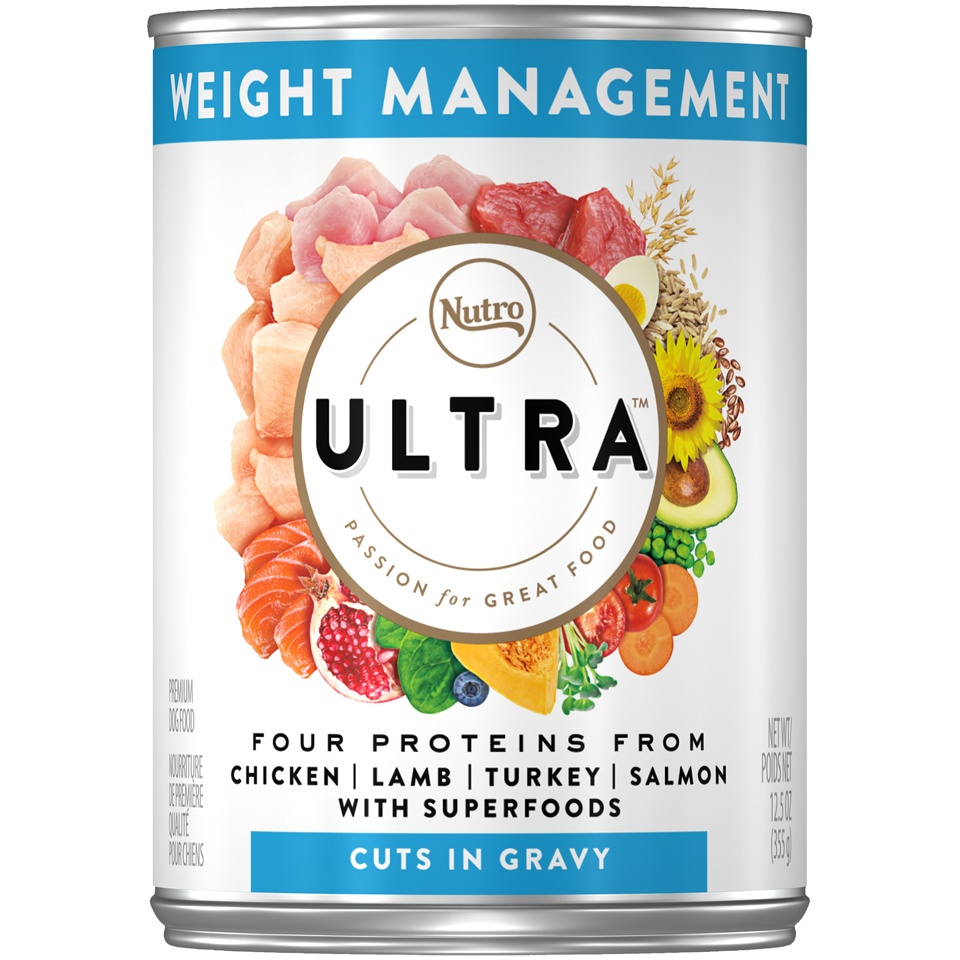 slide 1 of 1, Nutro Ultra Weight Management Chunks in Gravy Adult Canned Dog Food, 12.5 oz