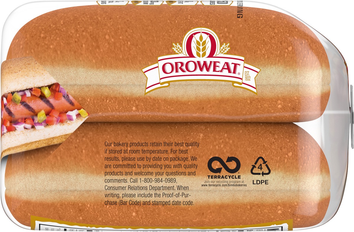 slide 2 of 7, Oroweat Whole Wheat Hot Dog Buns, 8 count, Hot Dog Buns, 16 oz Bag, 8 ct