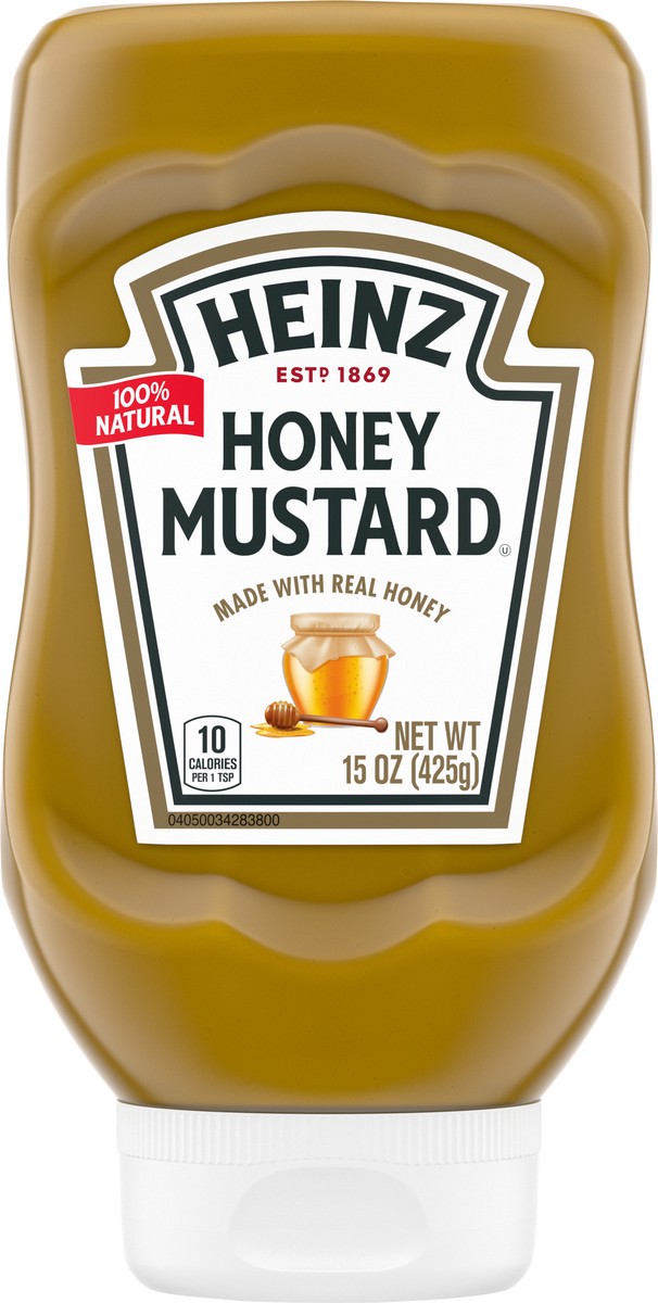 slide 1 of 9, Heinz 100% Natural Honey Mustard with Real Honey, 15 oz Bottle, 15 oz