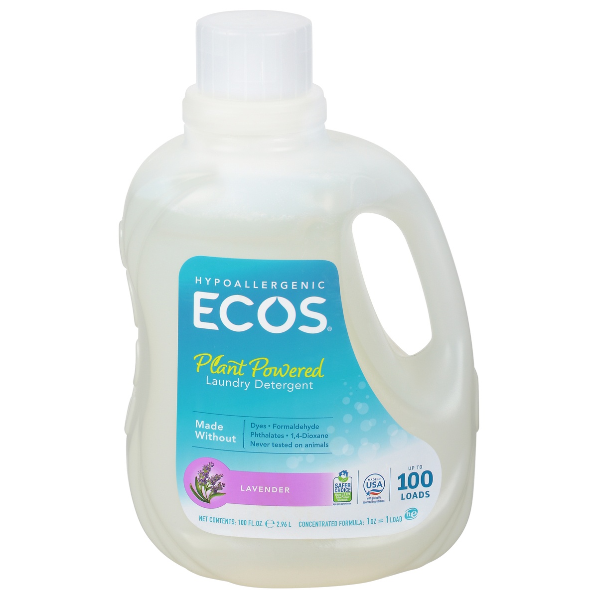 slide 1 of 1, ECOS Lavender Laundry Detergent with Built-In Fabric Softener, 100 fl oz