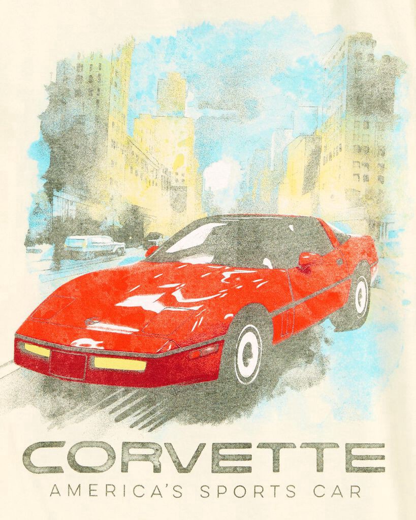 slide 3 of 4, Oshkosh Kid Corvette Graphic Tee Cream 7, 1 ct