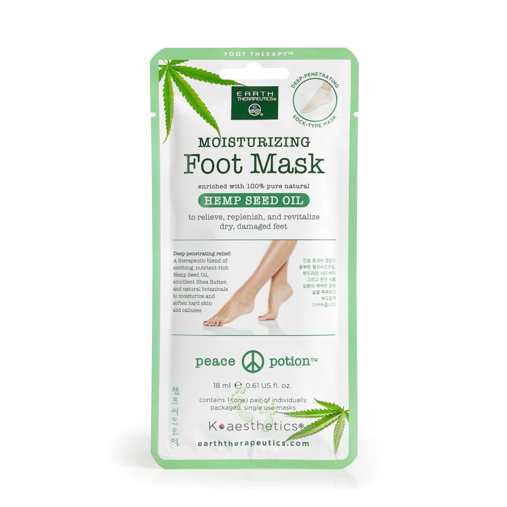 slide 2 of 2, Earth Therapeutics Hemp Seed Oil Moisturizing Foot Mask, 2 ct