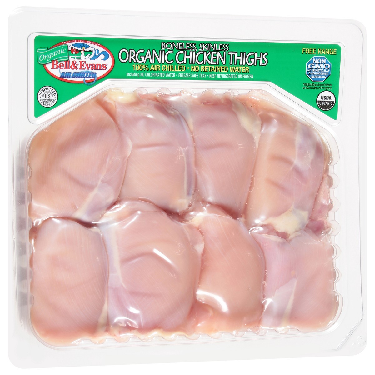 slide 10 of 13, Bell & Evans Boneless Skinless Organic Chicken Thighs 1 ea, per lb