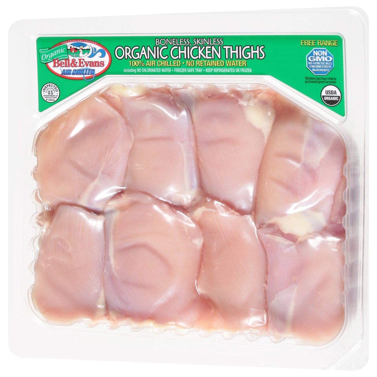 slide 11 of 13, Bell & Evans Boneless Skinless Organic Chicken Thighs 1 ea, per lb