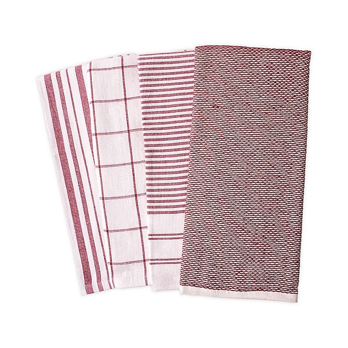 slide 1 of 11, Artisanal Kitchen Supply Reversible Terry Kitchen Towels - Red, 4 ct