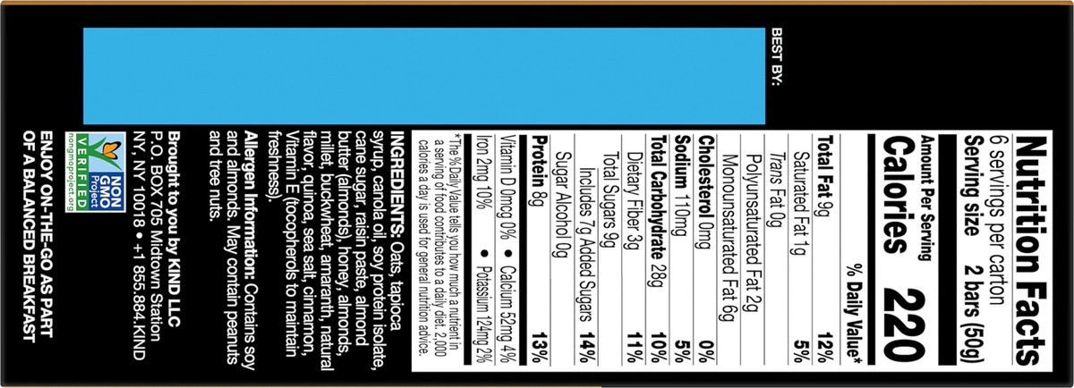 slide 8 of 9, KIND Breakfast Protein Bars, Almond Butter, 1.76 oz, 12 Count, 10.6 oz