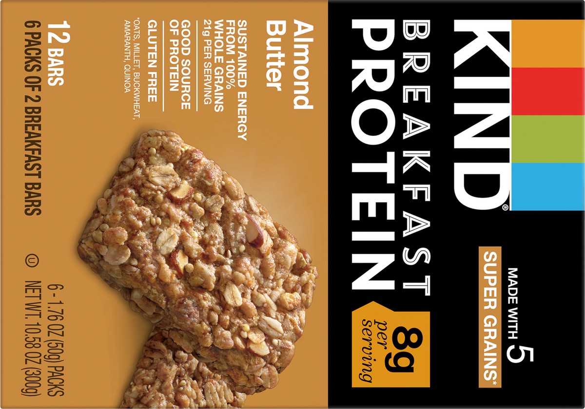 slide 2 of 9, KIND Breakfast Protein Bars, Almond Butter, 1.76 oz, 12 Count, 10.6 oz