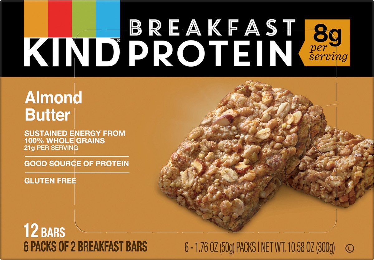 slide 9 of 9, KIND Breakfast Protein Bars, Almond Butter, 1.76 oz, 12 Count, 10.6 oz