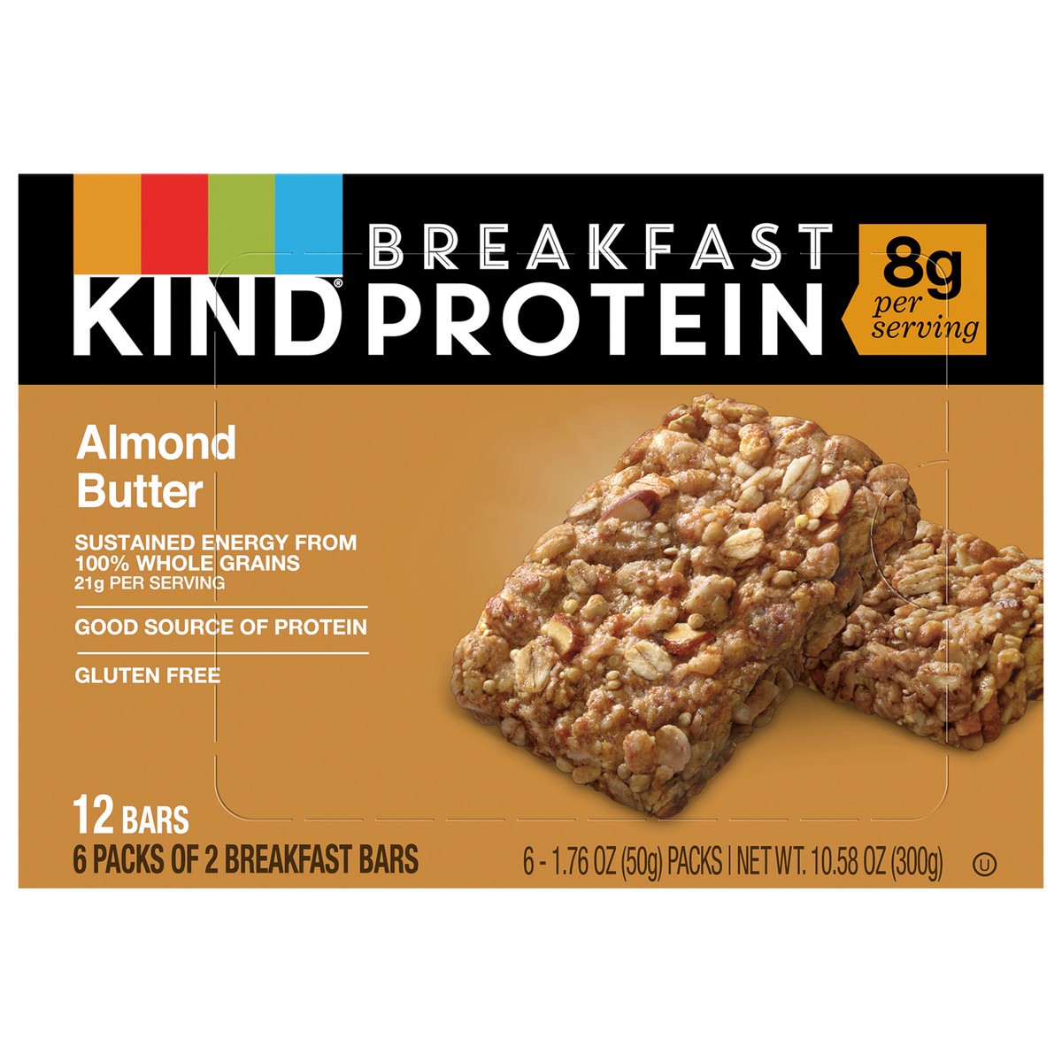 slide 1 of 9, KIND Breakfast, Healthy Snack Bar, Almond Butter, Gluten Free Breakfast Bars, 8g Protein, 1.76 OZ Packs (6 Count), 6 ct