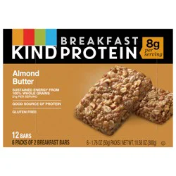 KIND Breakfast, Healthy Snack Bar, Almond Butter, Gluten Free Breakfast Bars, 8g Protein, 1.76 OZ Packs (6 Count)