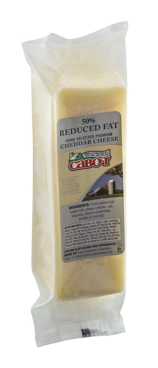 slide 7 of 7, Cabot 50% Reduced Fat Cheddar Cheese, 8 oz
