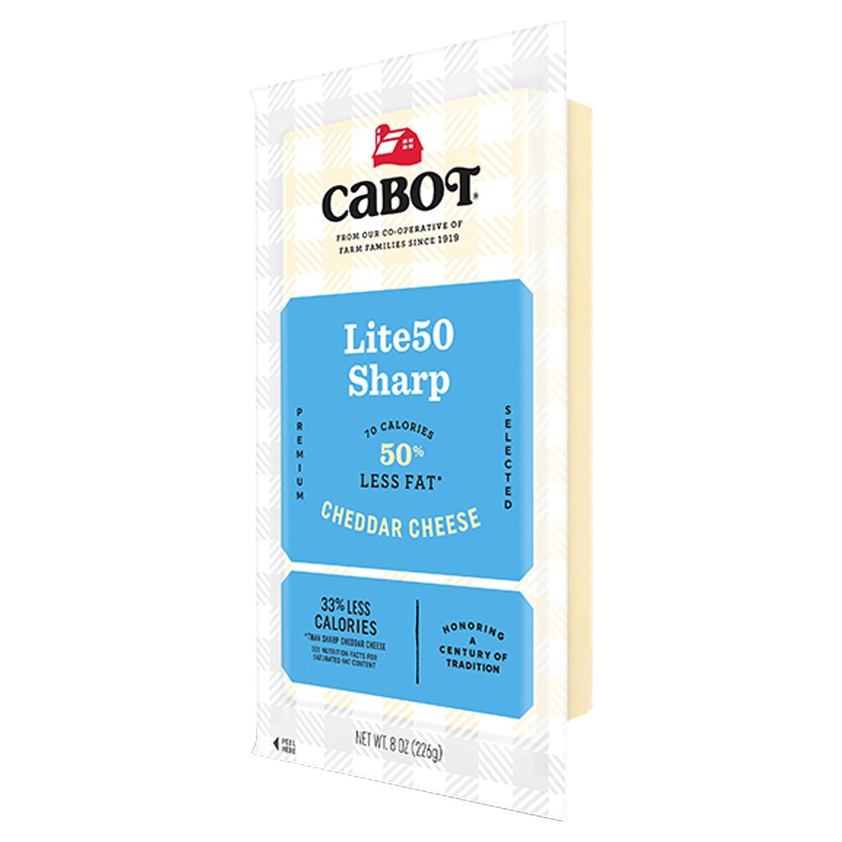 slide 6 of 7, Cabot 50% Reduced Fat Cheddar Cheese, 8 oz
