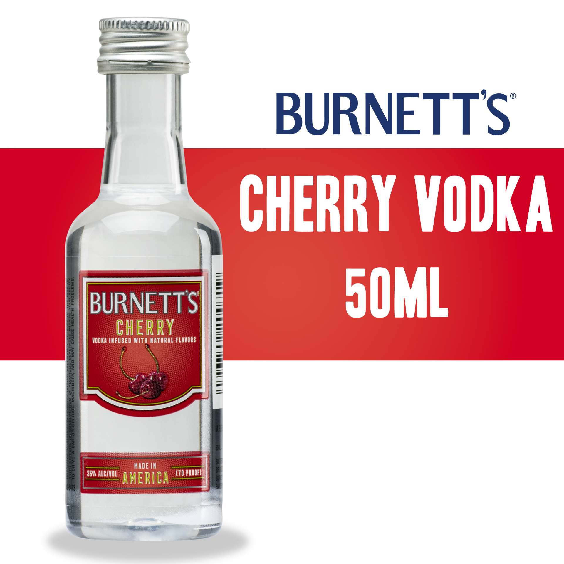 slide 3 of 3, Burnett's Vodka Flavors - Cherry, 50 ml, 50 ml