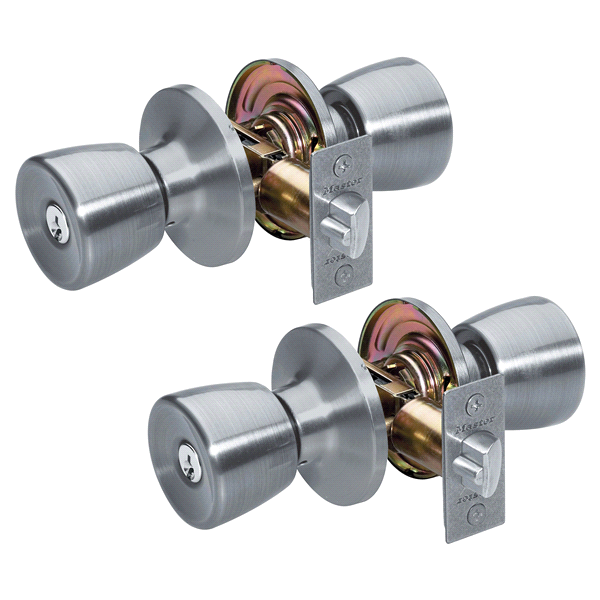 slide 1 of 1, Master Lock Satin Nickel Tulip Entry Door Lock TUO0115T, 2 ct