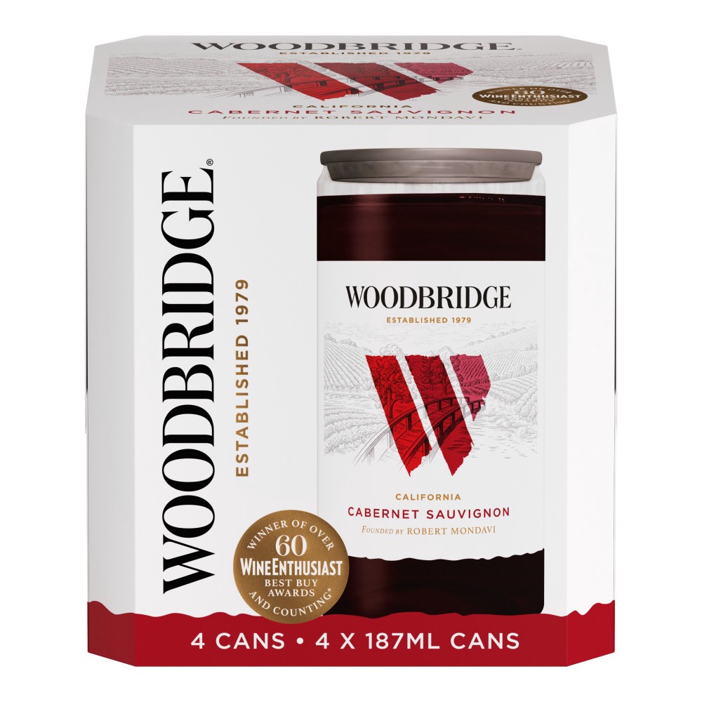 slide 1 of 9, Woodbridge by Robert Mondavi Cabernet Sauvignon Red Wine, 4 pk 187 mL Cans, 25.29 fl oz