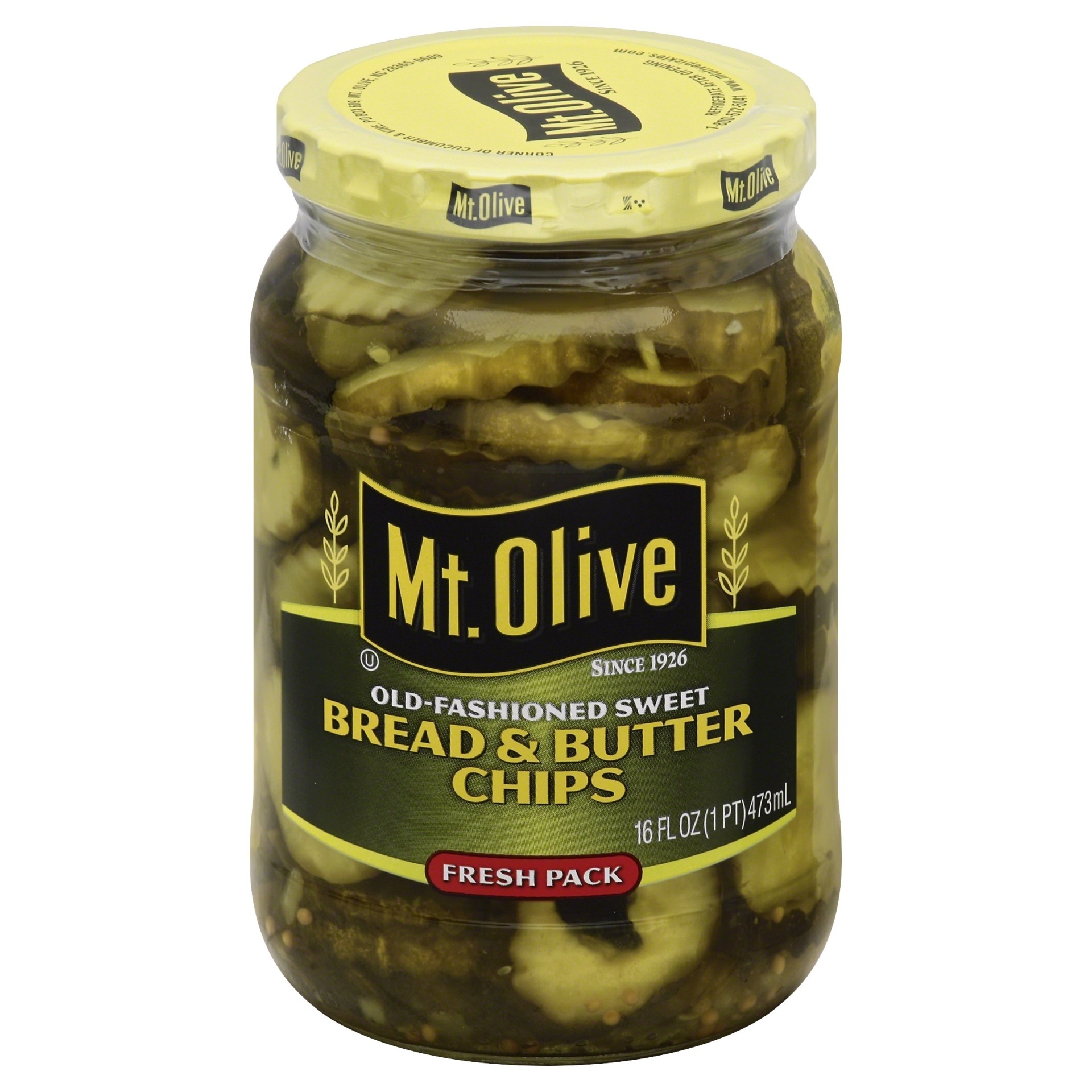 slide 1 of 6, Mt. Olive Old-Fashioned Sweet Bread & Butter Chips, 16 fl oz