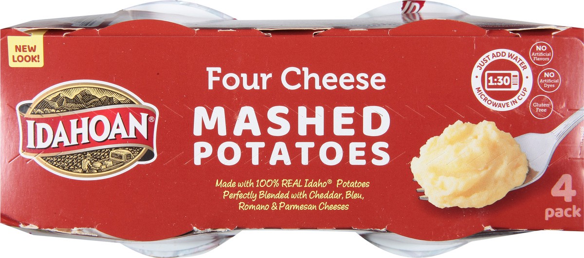 slide 7 of 9, Idahoan Four Cheese Mashed Potatoes Cups, 4 ct