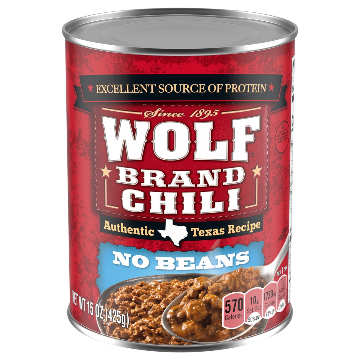 slide 1 of 5, Wolf Brand No Beans Chili 15 oz, 15 oz