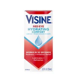 Visine Red Eye Hydrating Comfort Redness Relief and Lubricant Eye Drops to Help Moisturize and Relieve Red Eyes Due to Minor Eye Irritations Fast, Tetrahydrozoline HCl