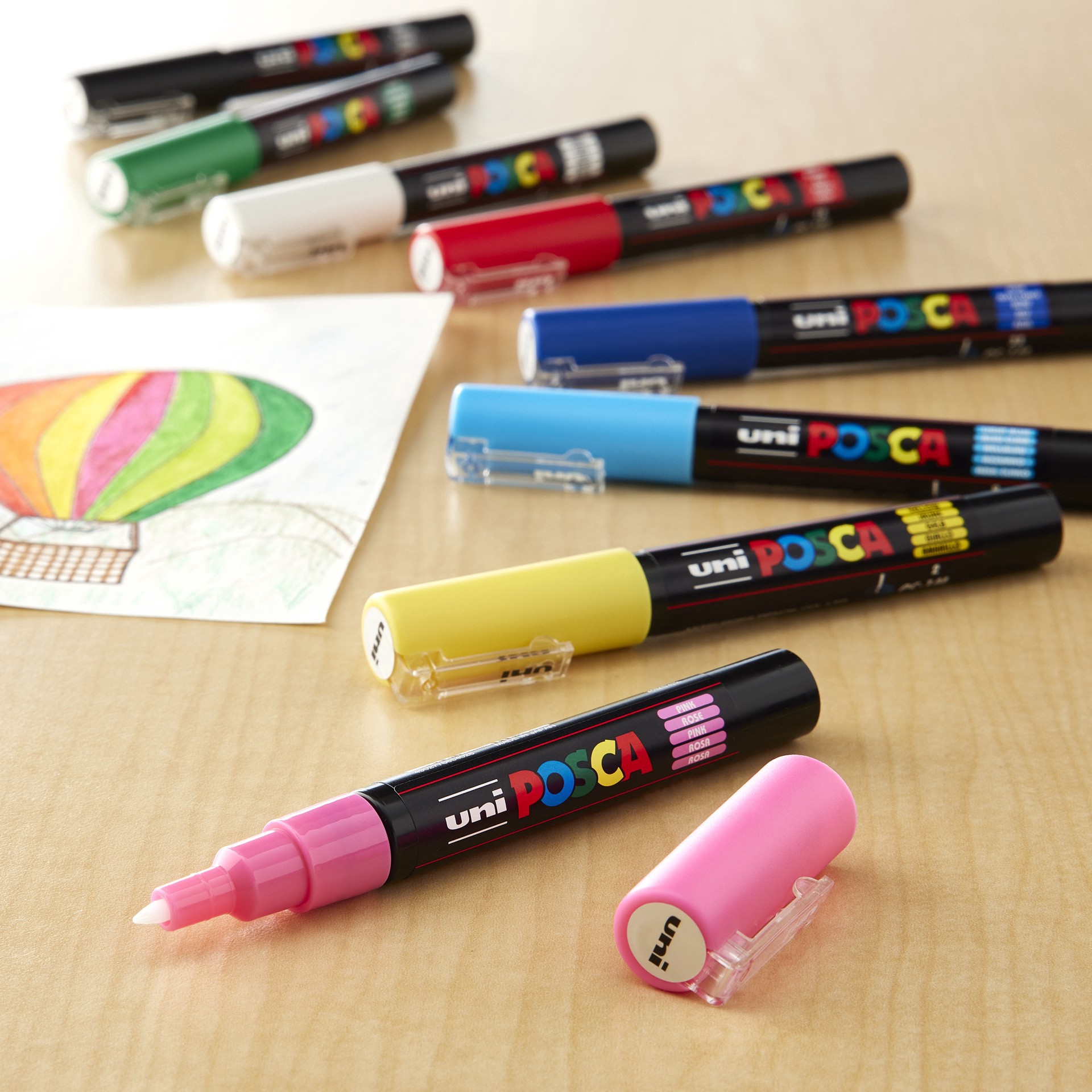 slide 2 of 3, Uni Posca Pc-1m 8 Color Extra-Fine Tapered Tip Paint Marker Set, 0.7 mm