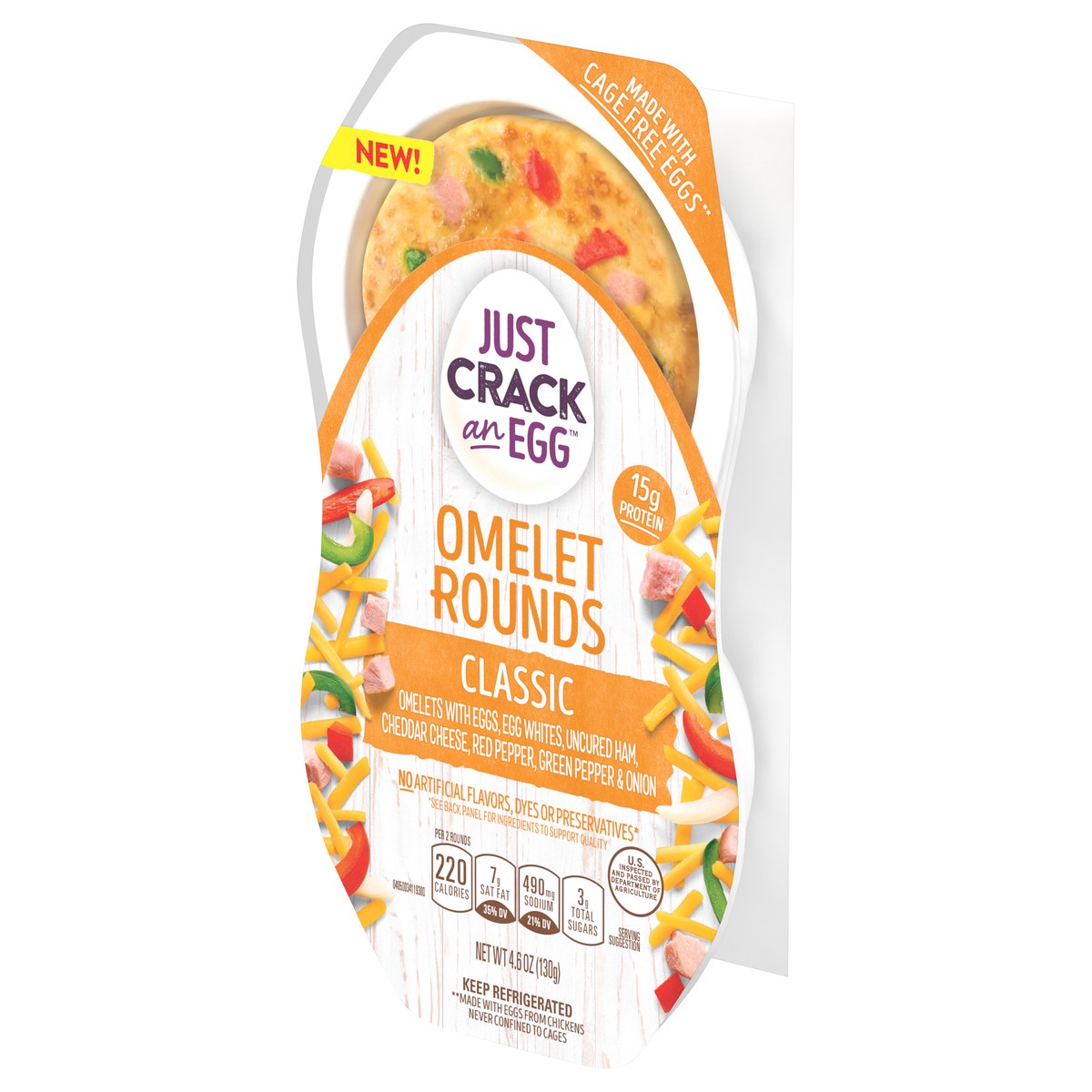 slide 6 of 13, Just Crack an Egg™ Classic Omelet Rounds 6 ct Tray, 4.6 oz