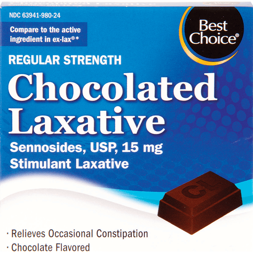 slide 1 of 1, Best Choice Chocolate Laxative Pieces, 24 ct