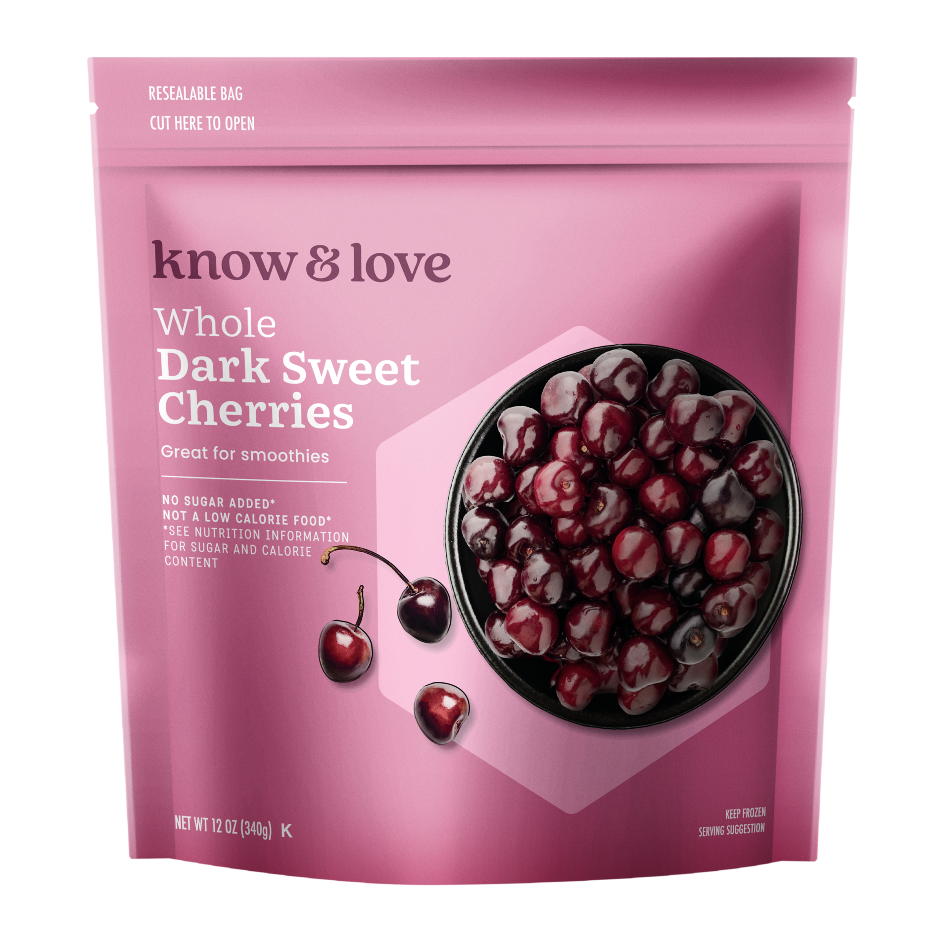 slide 1 of 1, Know & Love Dark Sweet Cherries Frozen Fruit 12 Ounces, 12 oz