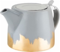 slide 1 of 1, Pinky Up Harper Ceramic Teapot And Infuser - Gray/Gold, 20 oz